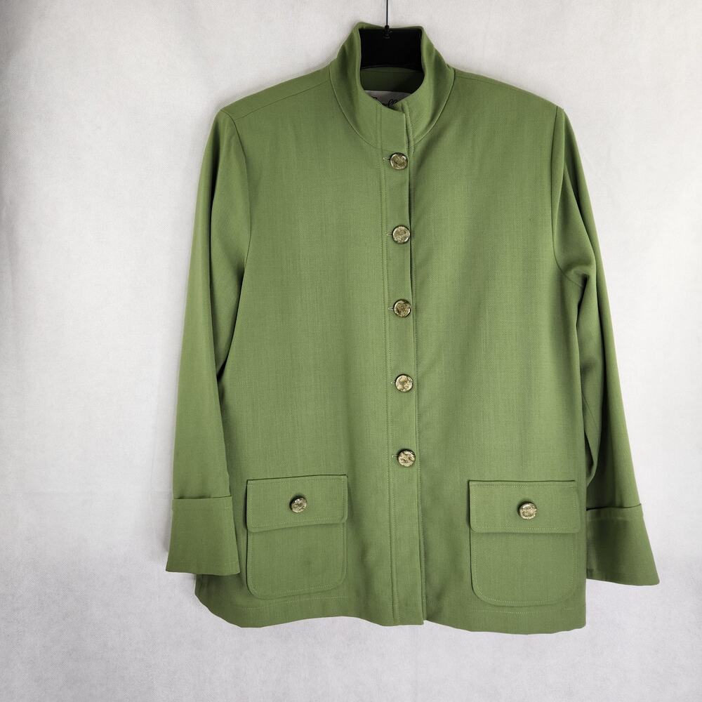 Emmelle Green Button Front Jacket Blazer Missing Size Fabric Tag